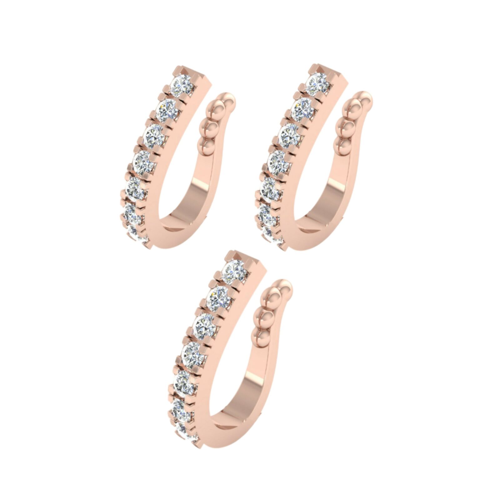 Dazzling Rose Gold Plated CZ Adjustable Nose Ring Collection - Detailed Feature View 1