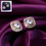 Premium Dazzling Square Cubic Zirconia Stud Earrings - Elegant Everyday Jewelry - Buy Online at Alikart