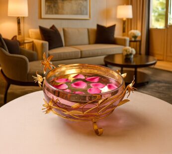 Decorative Bowl with Stand – Vintage Golden Mercury Glass