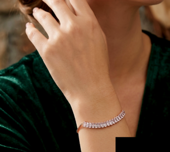 Designer Rose Gold Finish American Diamond Bracelet – Elegant & Stylish