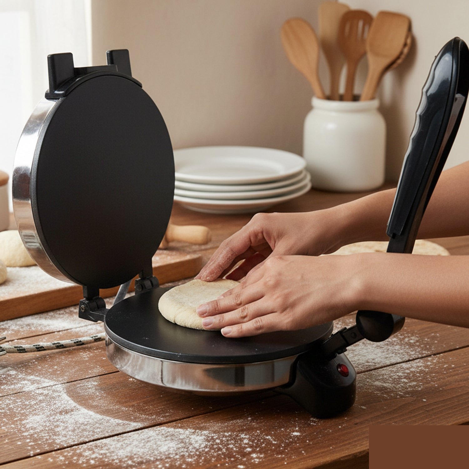 Electric Roti Maker – Stainless Steel Flatbread Cooker for Quick Meals - Detailed Feature View 2