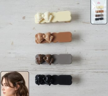 Elegant Bow Hair Clips Set – Stylish 4-Piece Snap Clips Combo