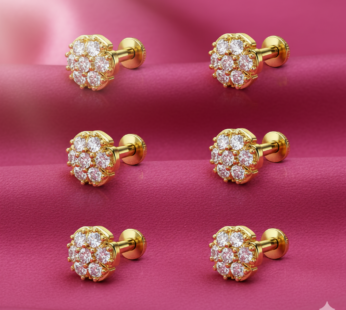 Elegant Floral Crystal Stud Earrings Set – 3-Pair Gold-Plated Collection