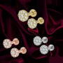 Premium Elegant Floral Flat Back Stud Earring Set – Trio of Gold, Rose Gold & Silver - Buy Online at Alikart