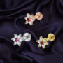 Premium Elegant Floral Ruby Gemstone Nose & Ear Stud Set – Trio Pack - Buy Online at Alikart