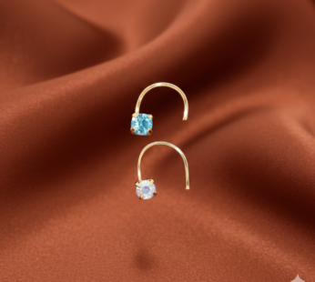 Elegant Gold-Plated Crystal Nose Stud Duo – Lavender & Clear Gemstones
