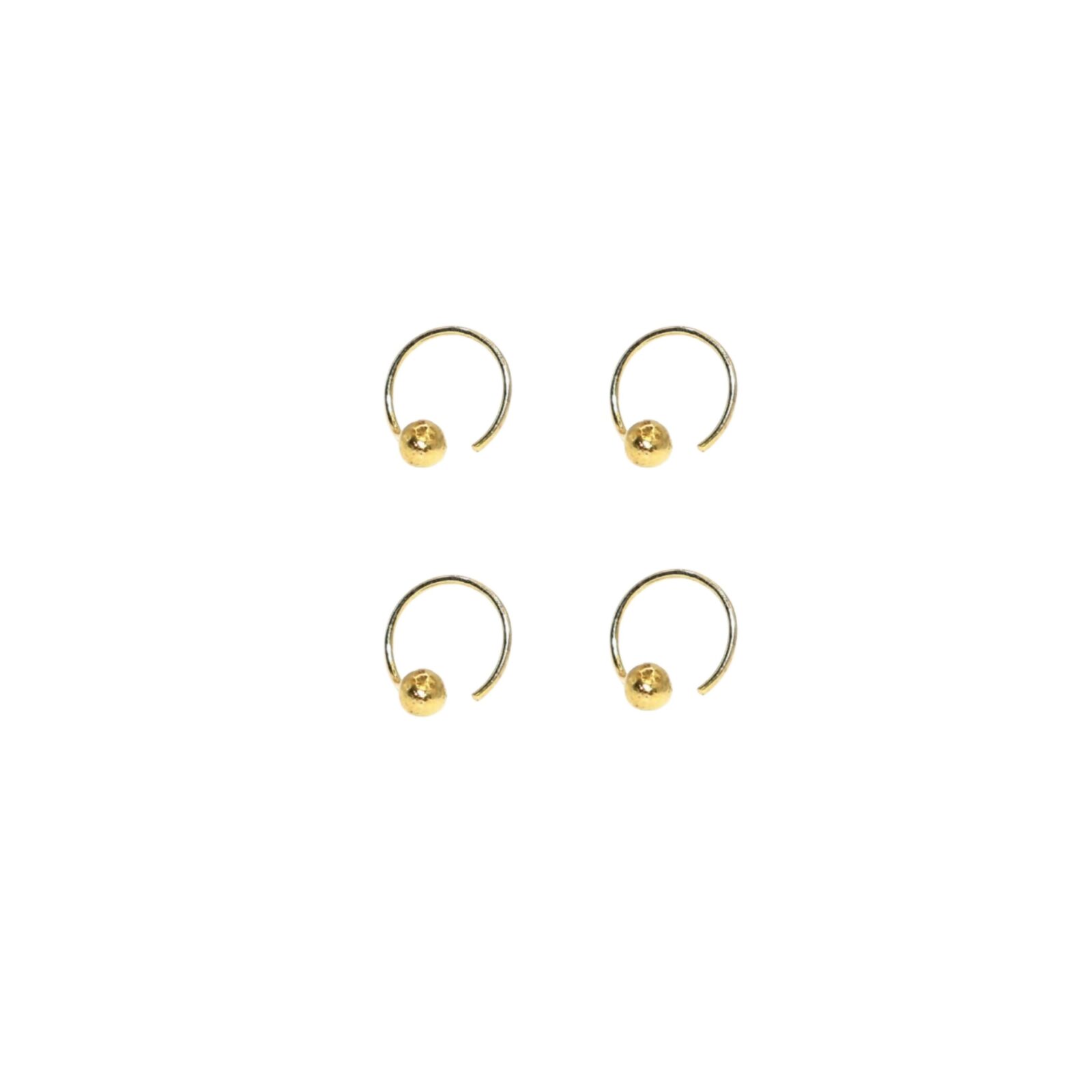 Elegant Gold-Plated Nose Ring Collection - 4-Piece Minimalist Hoop & Stud Set - Detailed Feature View 2