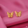 Premium Elegant Matte Gold Butterfly Stud Earrings with Shimmering Crystals - Buy Online at Alikart