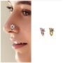 Premium Elegant Non-Piercing Cubic Zirconia Nose Cuff Set – Floral & Pave Hoop Duo - Buy Online at Alikart