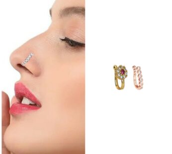 Elegant Non-Piercing Nose Cuff Collection – 3-Piece Cubic Zirconia Set