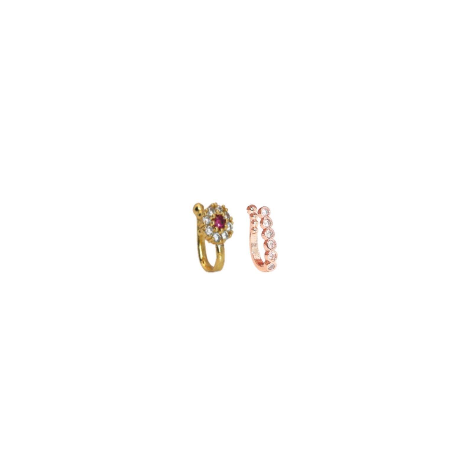 Elegant Non-Piercing Nose Cuff Collection – 3-Piece Cubic Zirconia Set - Detailed Feature View 1