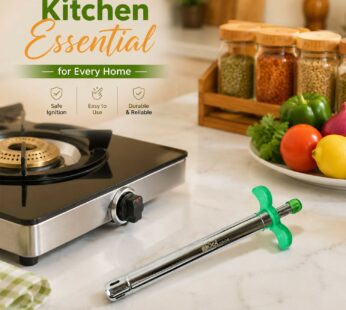 Ergonomic Stainless Steel Gas Lighter in Vibrant Green for Safe Kitchen Ignition
