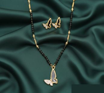 Exquisite Butterfly Motif Mangalsutra Jewelry Set with Matching Earrings