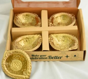 Exquisite Gold-Plated Ceramic Diya Set – Festive & Home Decor Oil Lamps