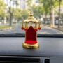 Premium Exquisite Golden Car Dashboard Throne Ornament with Regal Red Cushion and Beaded Accents - Buy Online at Alikart