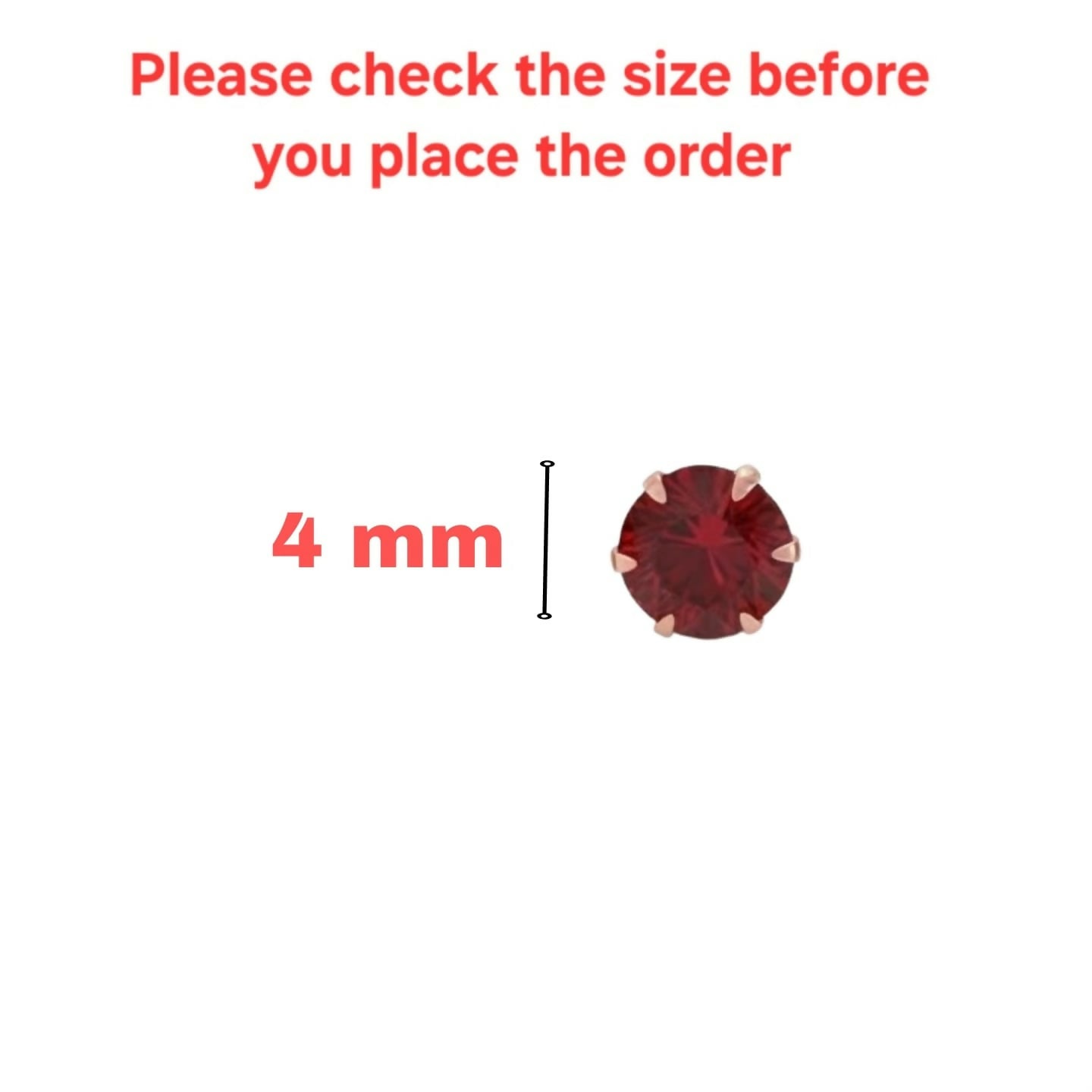 Exquisite Rose Gold Ruby Red Nose Stud Set - 4 Piece Combo - Detailed Feature View 4