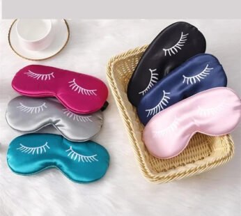 Eyelashes Print Silk Eye Mask | Soft Sleep Mask for Travel & Relaxation | Free Size (Random color-Pack of 1)