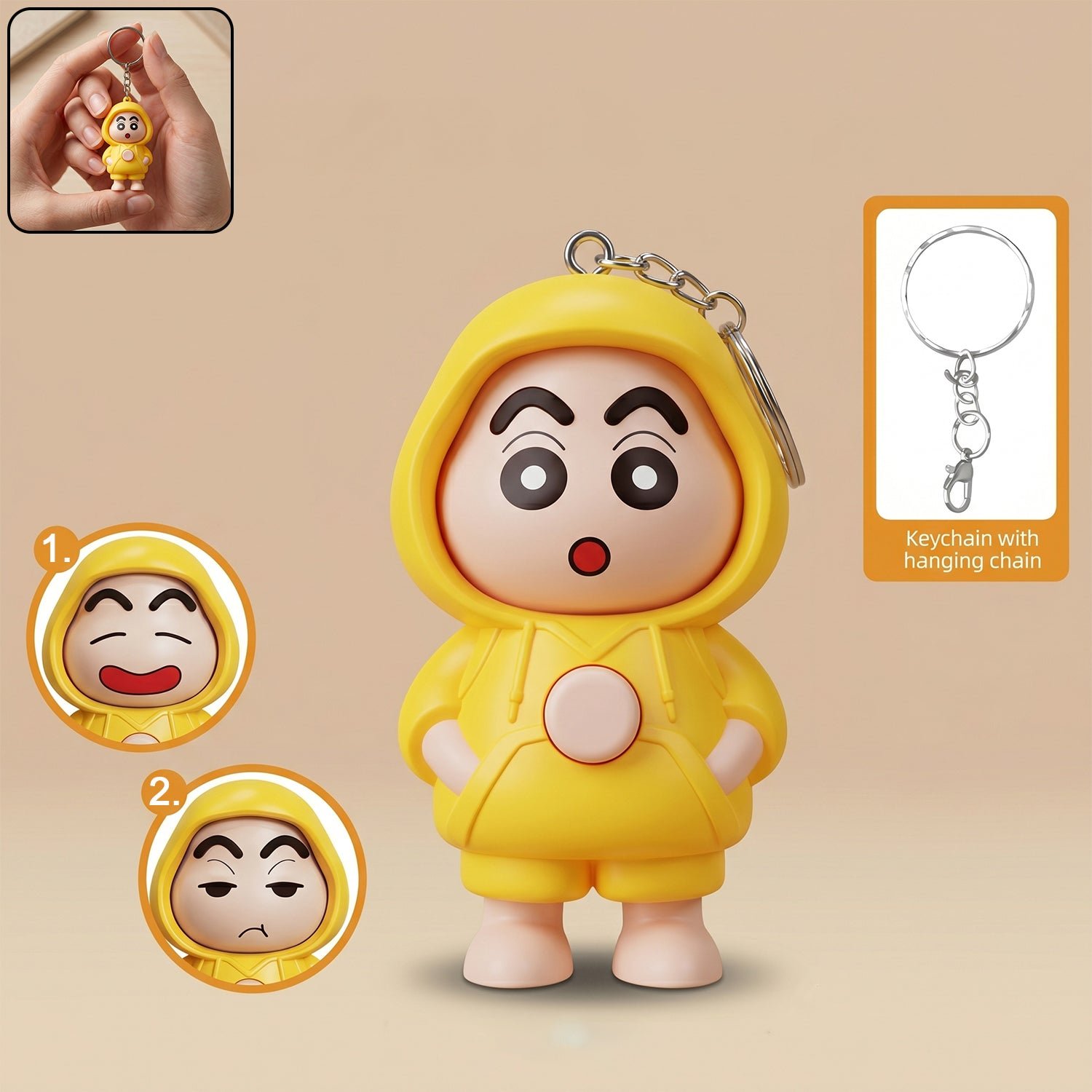 Face Changing Doll Keychain – Multiple Expressions & Compact Design - Detailed Feature View 1