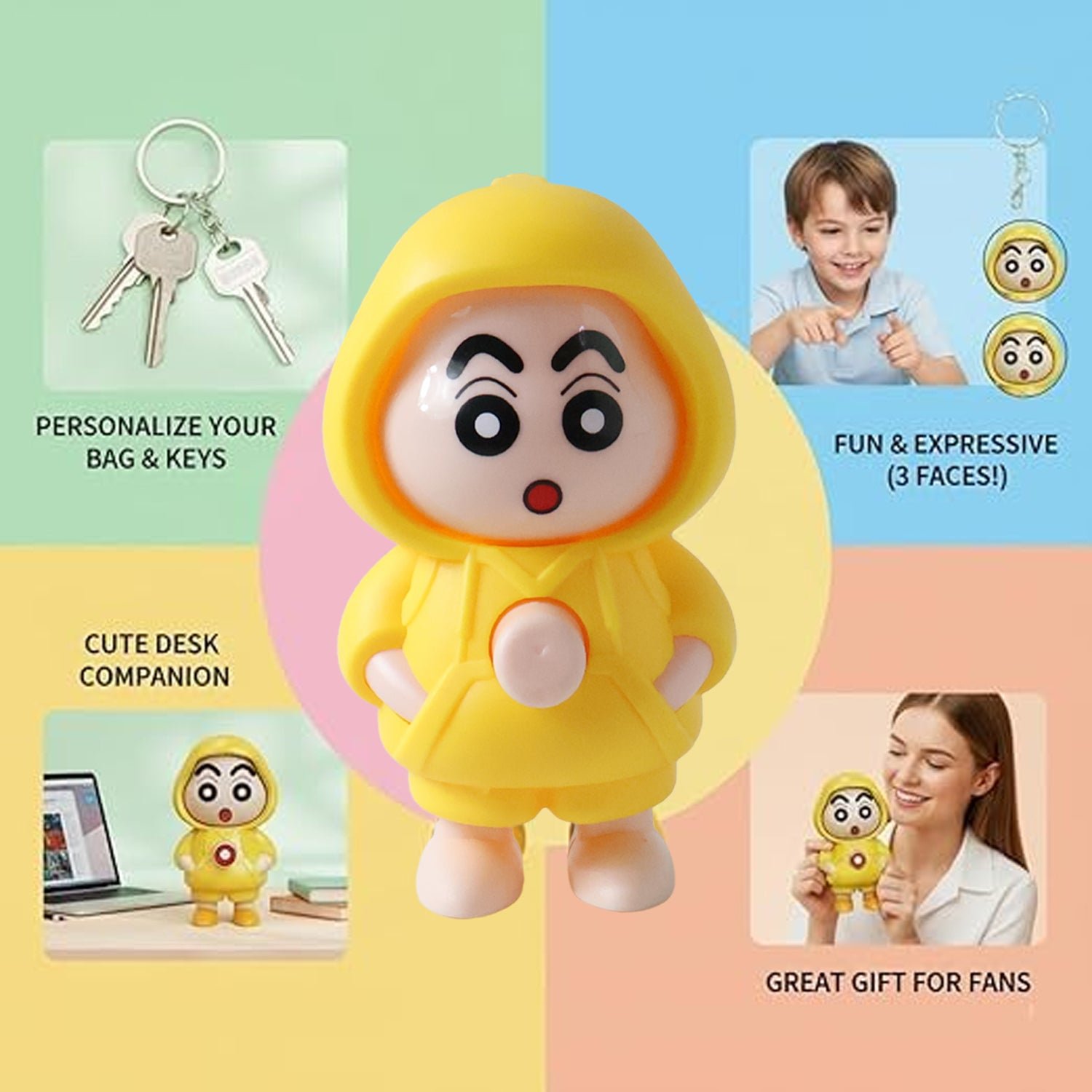 Face Changing Doll Keychain – Multiple Expressions & Compact Design - Detailed Feature View 5