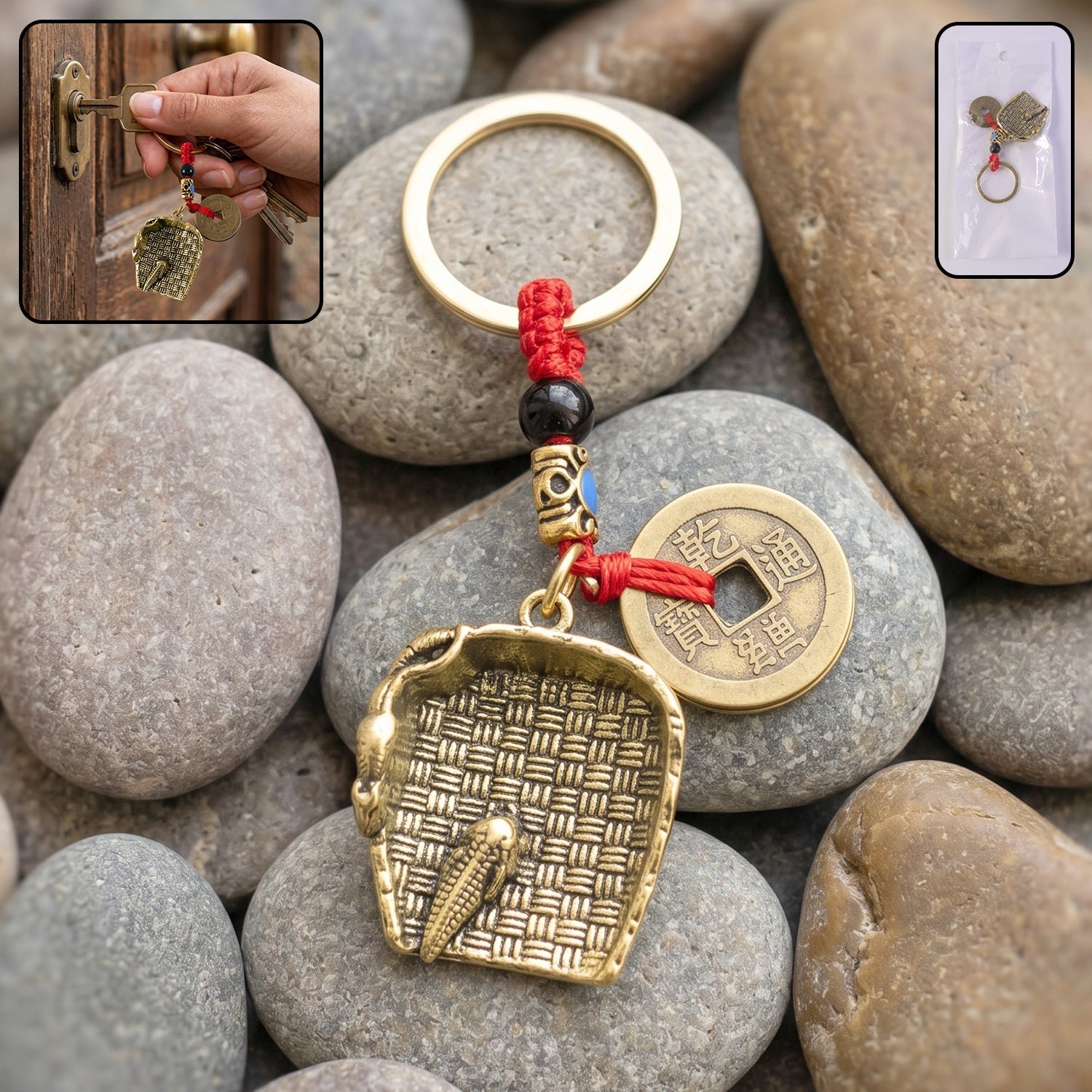 Premium Feng Shui Lucky Coin Keychain – Prosperity and Good Fortune - Buy Online at Alikart