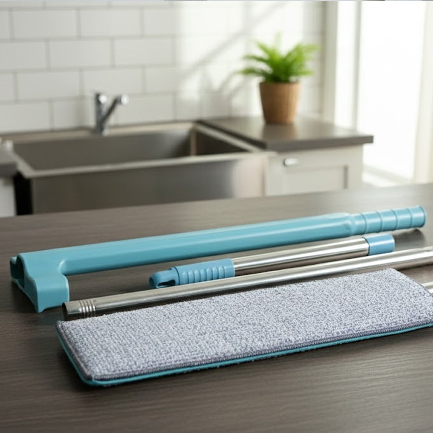 Flat Floor Cleaning Mop – Long Handle & Slim Rectangular Head - Detailed Feature View 6