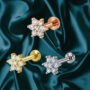 Premium Floral Crystal Labret Stud Set – Gold, Silver & Rose Gold Plated Trio - Buy Online at Alikart