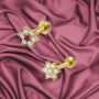 Premium Floral Crystal Nose Stud Set - Gold Plated Flat Back Duo - Buy Online at Alikart