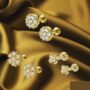 Premium Floral Elegance Flat-Back Stud Earring Set - 3 Piece Collection - Buy Online at Alikart