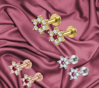 Floral Flat Back Stud Earring Set – Trio Pack in Gold, Rose Gold & Silver