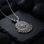 Premium Floral Mandala Pendant Necklace – Antique Silver-Tone Oxidized Design - Buy Online at Alikart
