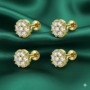 Premium Flower Cluster Flat Back Stud Earrings – Combo Pack of 2 Pairs - Buy Online at Alikart