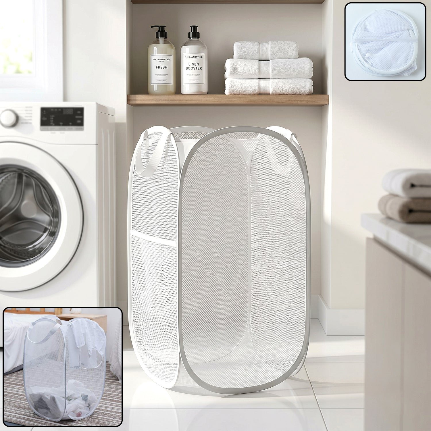 Premium Foldable Mesh Laundry Basket – Space-Saving & Breathable Organizer - Buy Online at Alikart