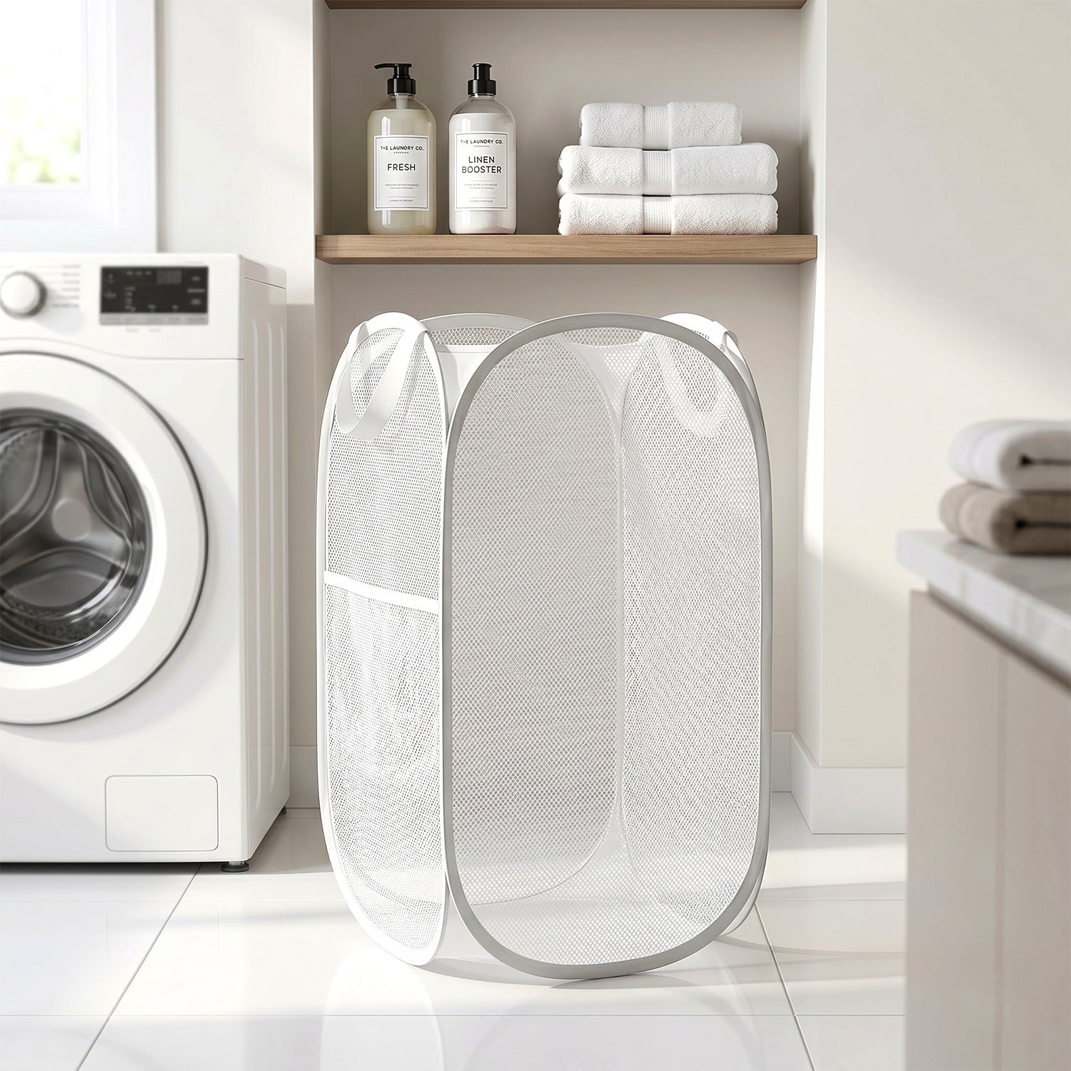 Foldable Mesh Laundry Basket – Space-Saving & Breathable Organizer - Detailed Feature View 1