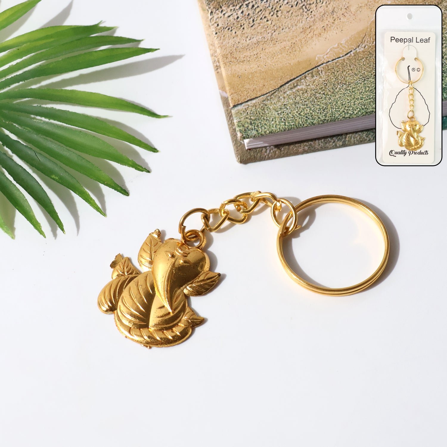 Premium Ganesh Keychain – Durable Golden Leaf Design Accessory - Buy Online at Alikart