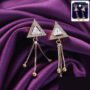 Premium Geometric Cubic Zirconia Triangle Dangle Earrings – Lightweight Elegance - Buy Online at Alikart