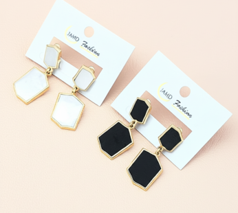 Geometric Double Rectangle Drop Earrings – Modern Gold-Tone Minimalist Dangles