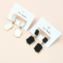 Premium Geometric Double Rectangle Drop Earrings - Modern Gold-Tone Minimalist Dangles - Buy Online at Alikart