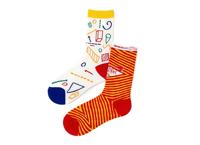 Geometric Print Socks – Fashionable Cotton Blend Casual Socks (Random color sock- Pack of 1 Pair) - Detailed Feature View 2