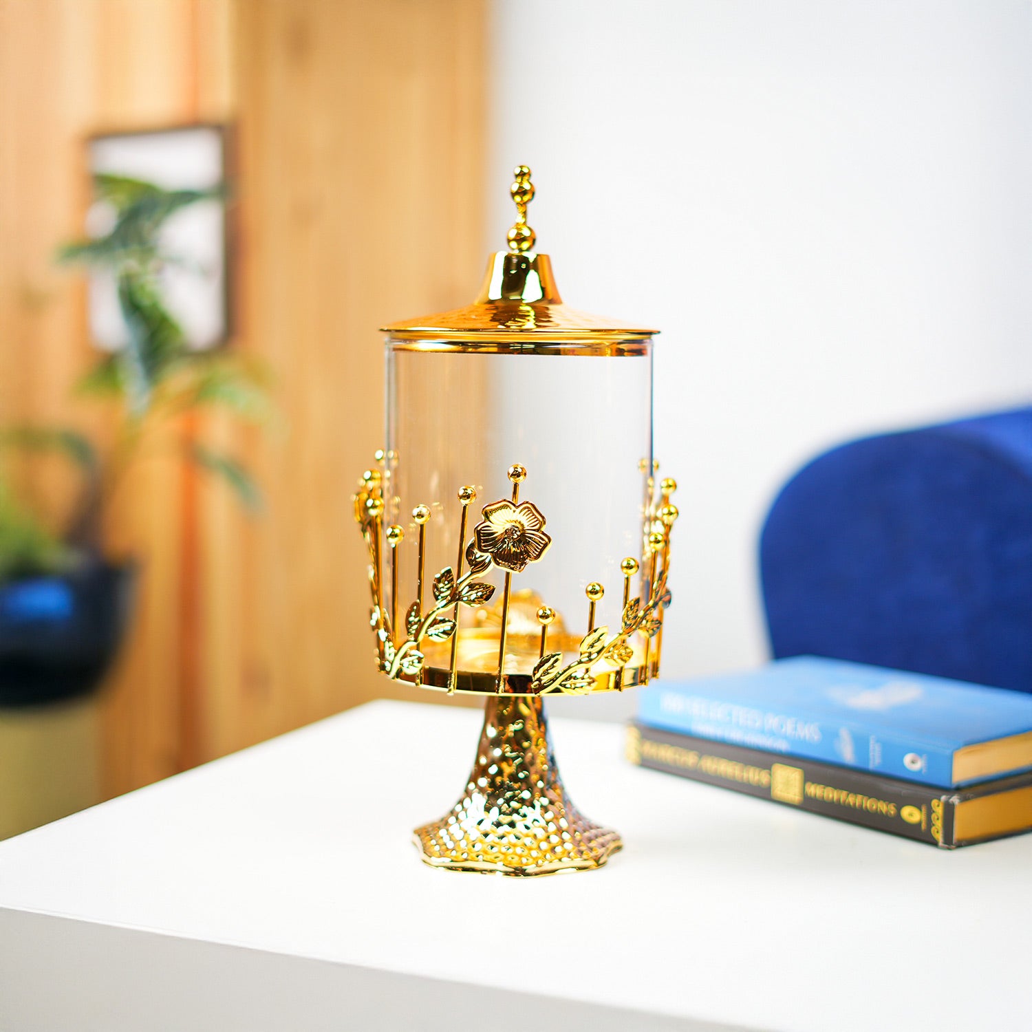 Premium Glossy Golden Iron Candy Bowl (14.5 x 30.5cm) - Buy Online at Alikart