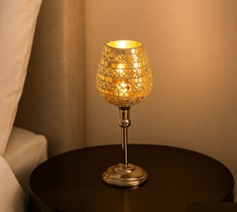 Goblet T-Light Holder (Big) – Silver Mosaic Elegance