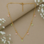 Premium Gold Beaded Chain Pastel Teardrop Charm Necklace Pink Green CZ Drops for Women - Buy Online at Alikart