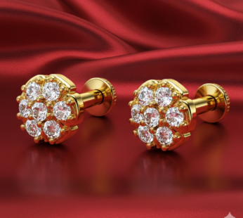 Gold Plated Cluster Flat Back Stud Earrings – Comfortable Daily Wear