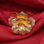 Premium Gold Plated Designer Blooming Flower Cuff Kada with Textured Petal Elegance - Buy Online at Alikart