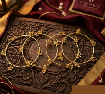 Gold Plated Ghungroo Bangles Set of 4 Traditional Charm Kada for Women and Girls