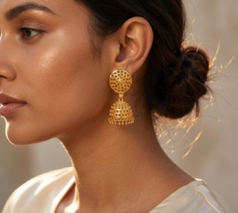 Gold Plated Jhumki Earrings – Traditional Ethnic Charm for Women