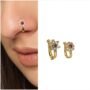 Premium Gold-Plated Ruby Floral Clip-On Nose Ring Set - Ethnic Non-Piercing Nath Combo - Buy Online at Alikart