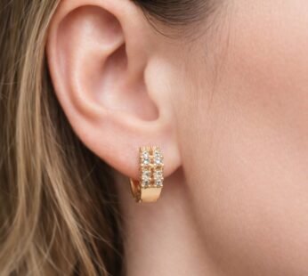 Gold-Tone Crystal Hoop Earrings – Elegant Sparkling Jewelry