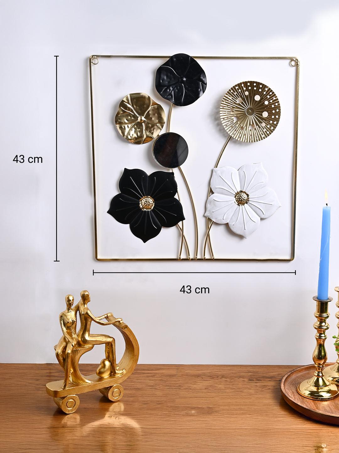 Golden and Black Flower Wall Plaque - Detailed Feature View 3