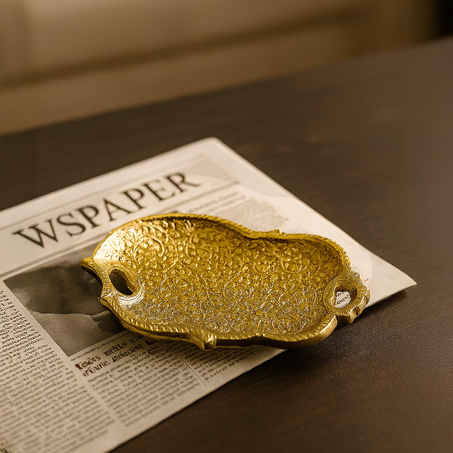 Golden Embossed Serving Tray - Detailed Feature View 2
