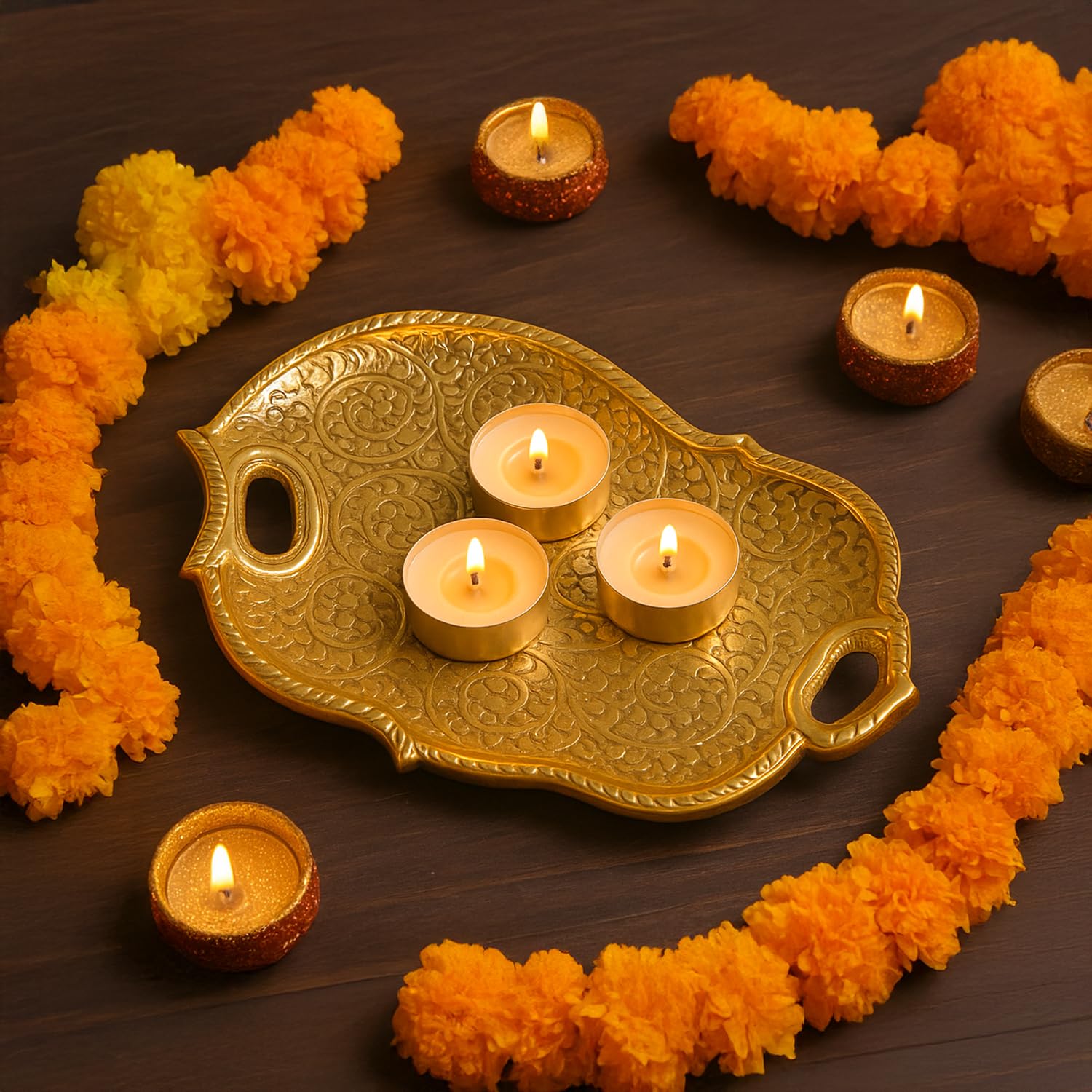 Golden Embossed Serving Tray - Detailed Feature View 4